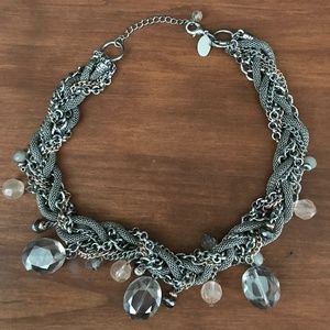 WHBM Statement Necklace Silver Rope beads